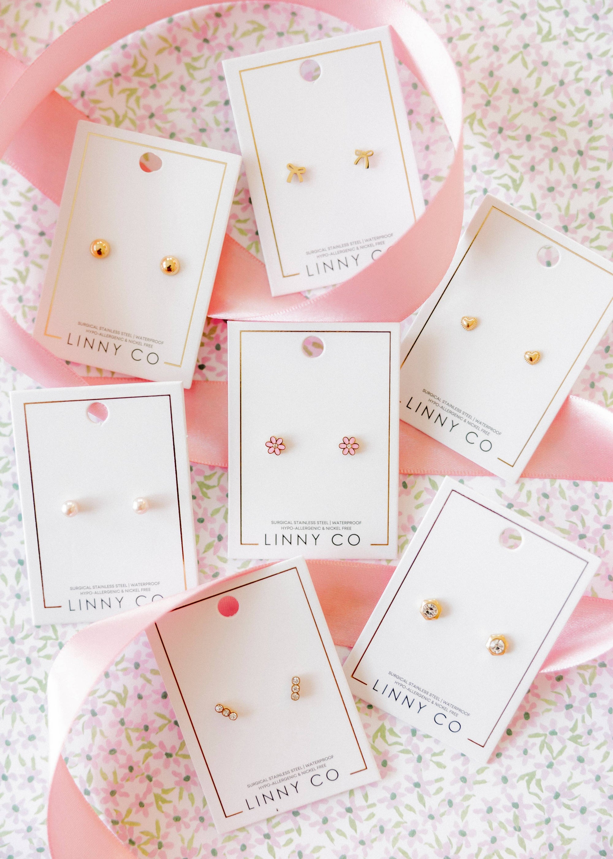 Screwback Stud Earrings - Alli Pink