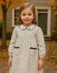 Fall Blue Dainty Flowers float Girl's Dress