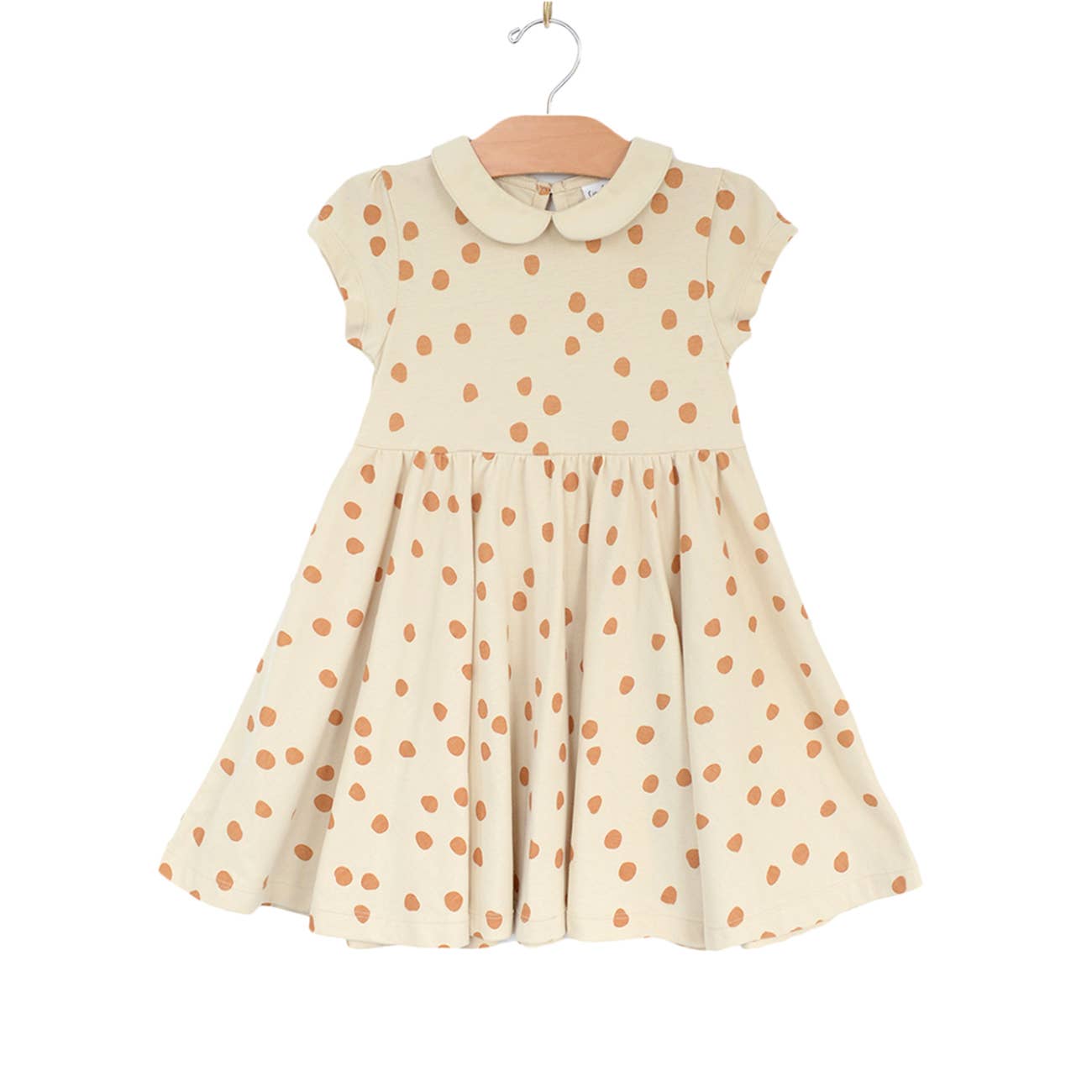 Collar Twirl Dress- Dots- Saffron