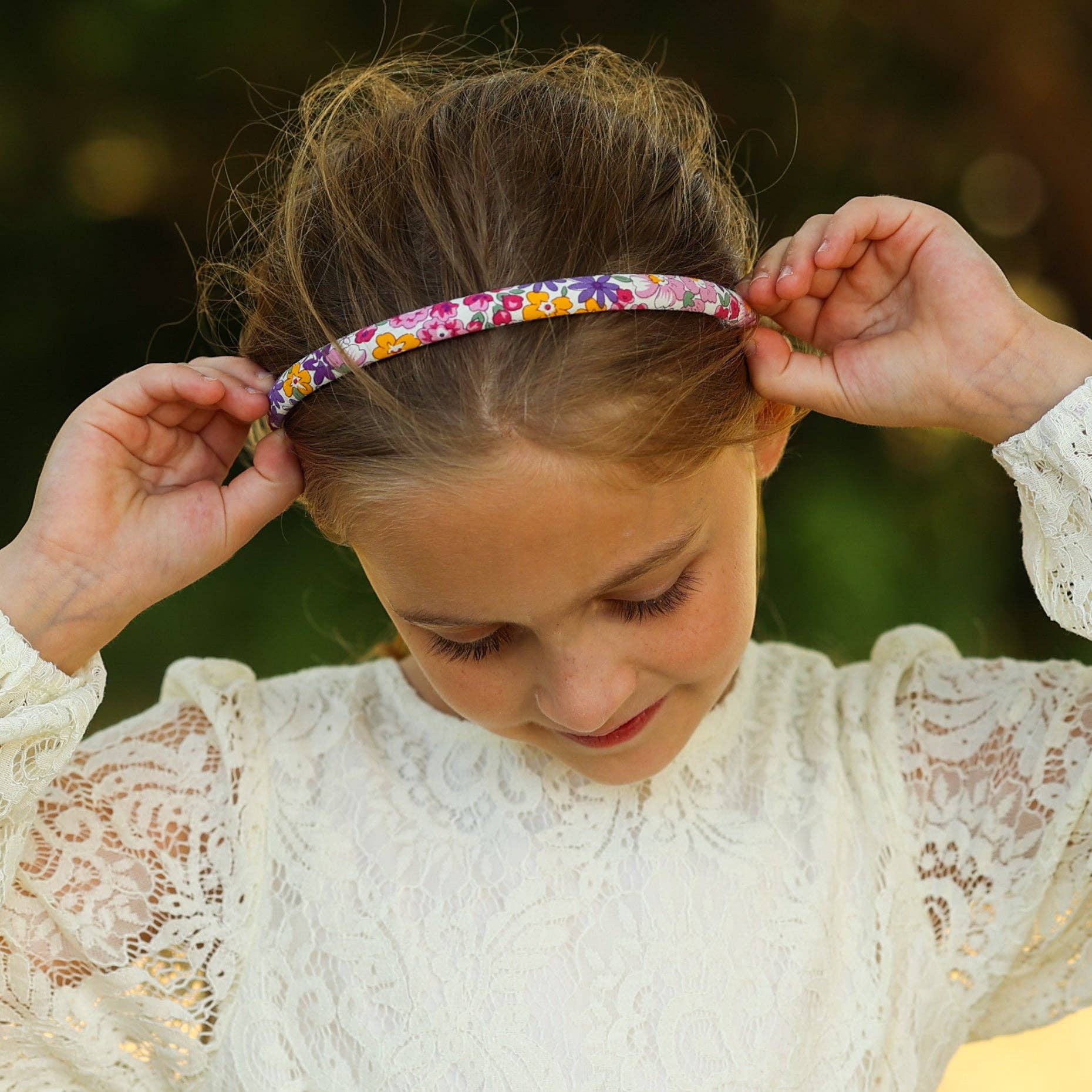 Thin Floral Headband - Non Slip Hair Accessories for Kids