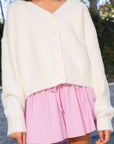 Fuzzy Soft Cardigan Sweater Ivory