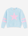 Cloud Plush Crew Neck Sweater Dusty Blue Pink Star