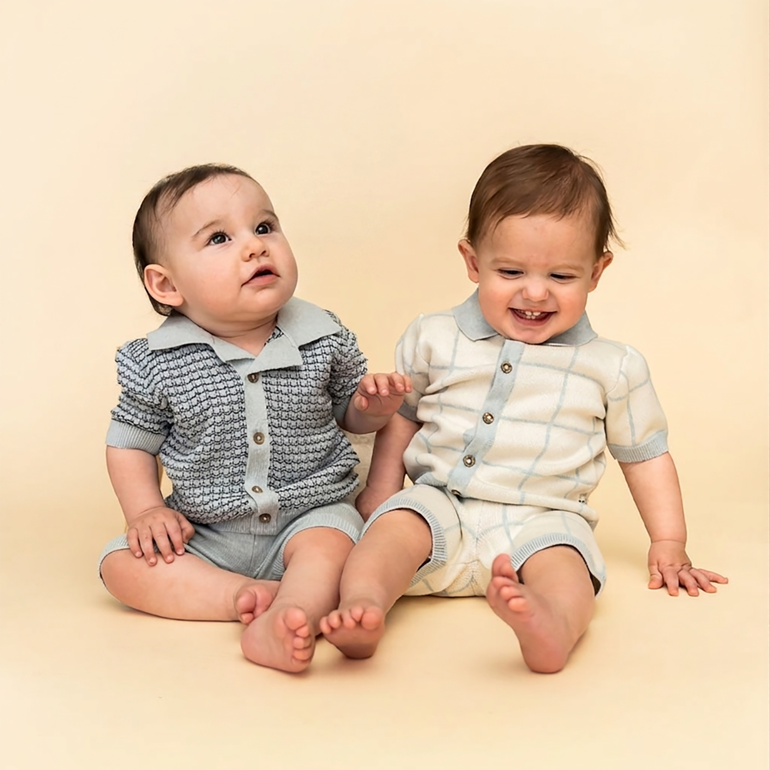 Miles Wave Textured Baby Shirt &amp; Shorts Set (Organic Cotton)
