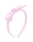 Seersucker Bow Headband in Pink/White