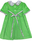 Fall Green leaf corduroy girl's dress.