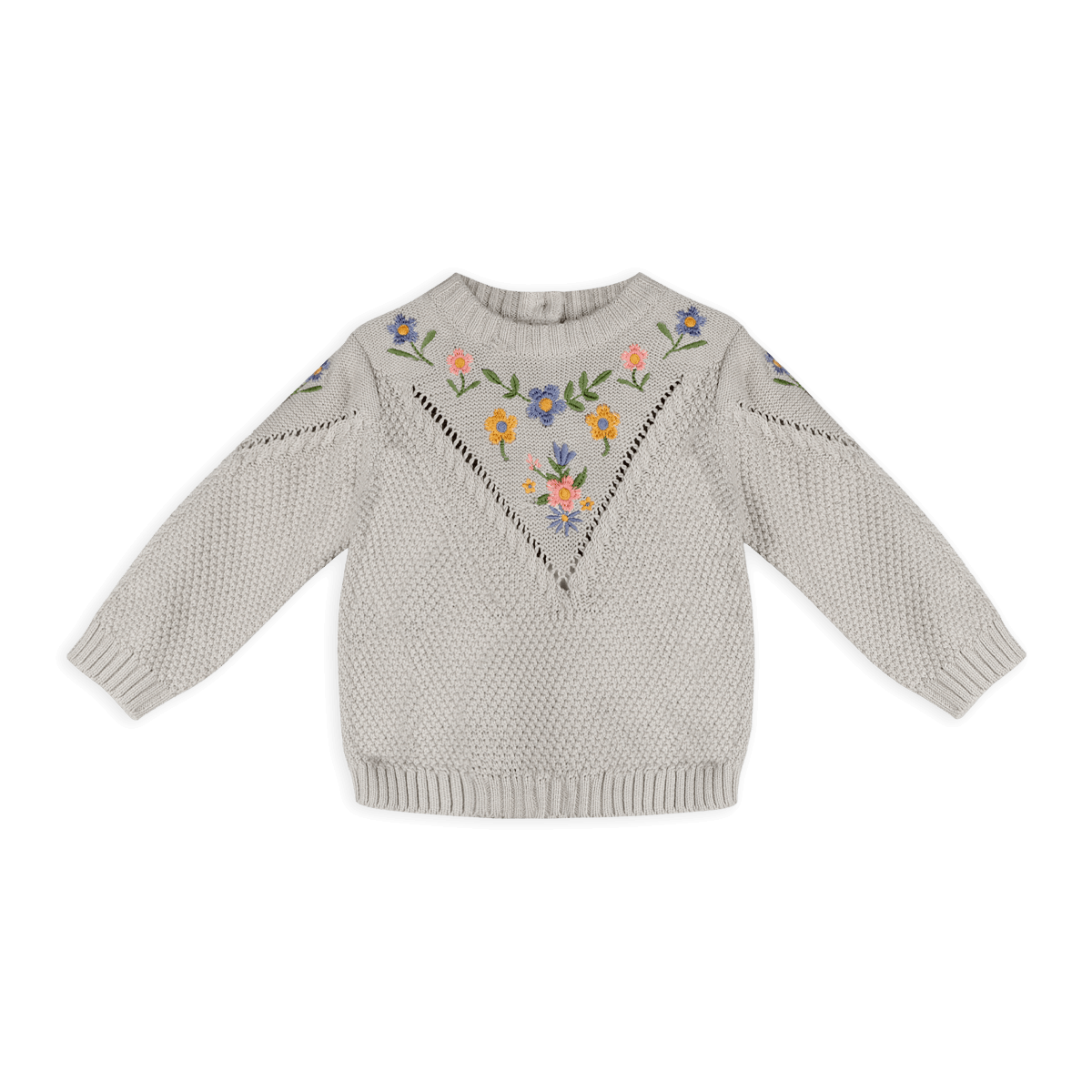 Ivy Floral Embroidered Baby Knit Pullover (Organic Cotton)