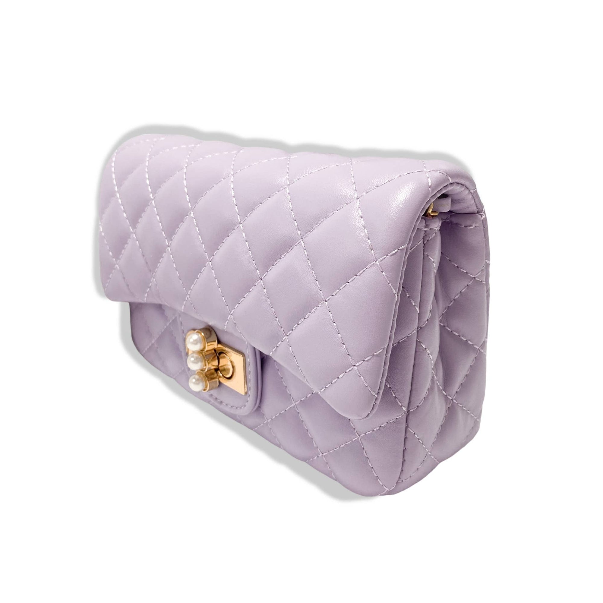 Pearl Closure Quilted Purse Black