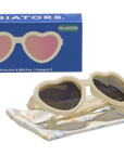 Sweet Cream Polarized Heart Sunglasses with Mirrored Lens