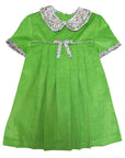 Fall Green leaf corduroy girl's dress.