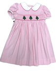 GIRLS HAND SMOCKED DRESS CHRISTMAS TREE