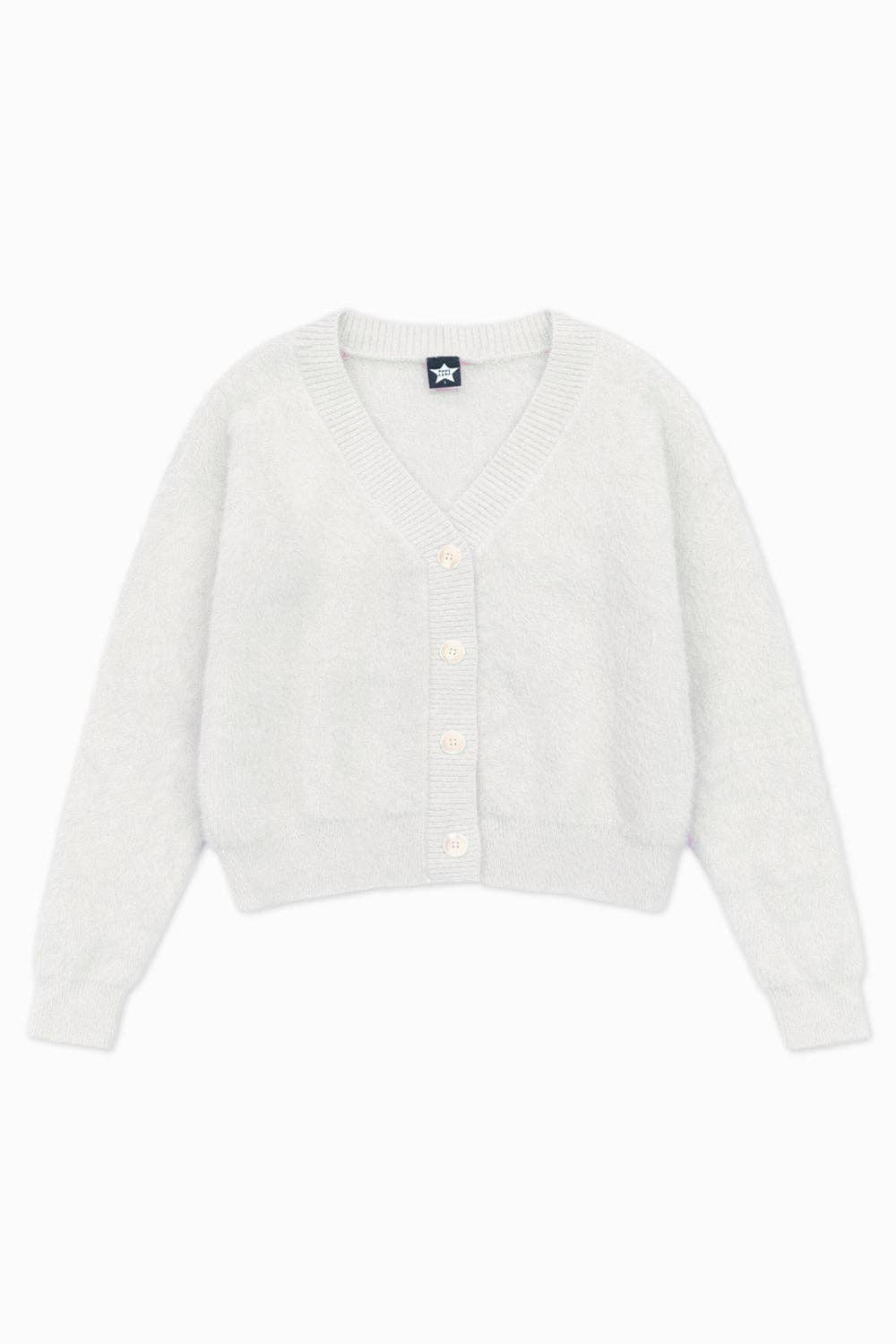 Fuzzy Soft Cardigan Sweater Ivory