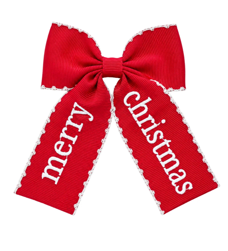 Merry Christmas Embroidered Bow