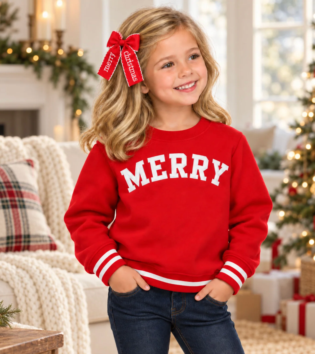 Merry Christmas Embroidered Bow