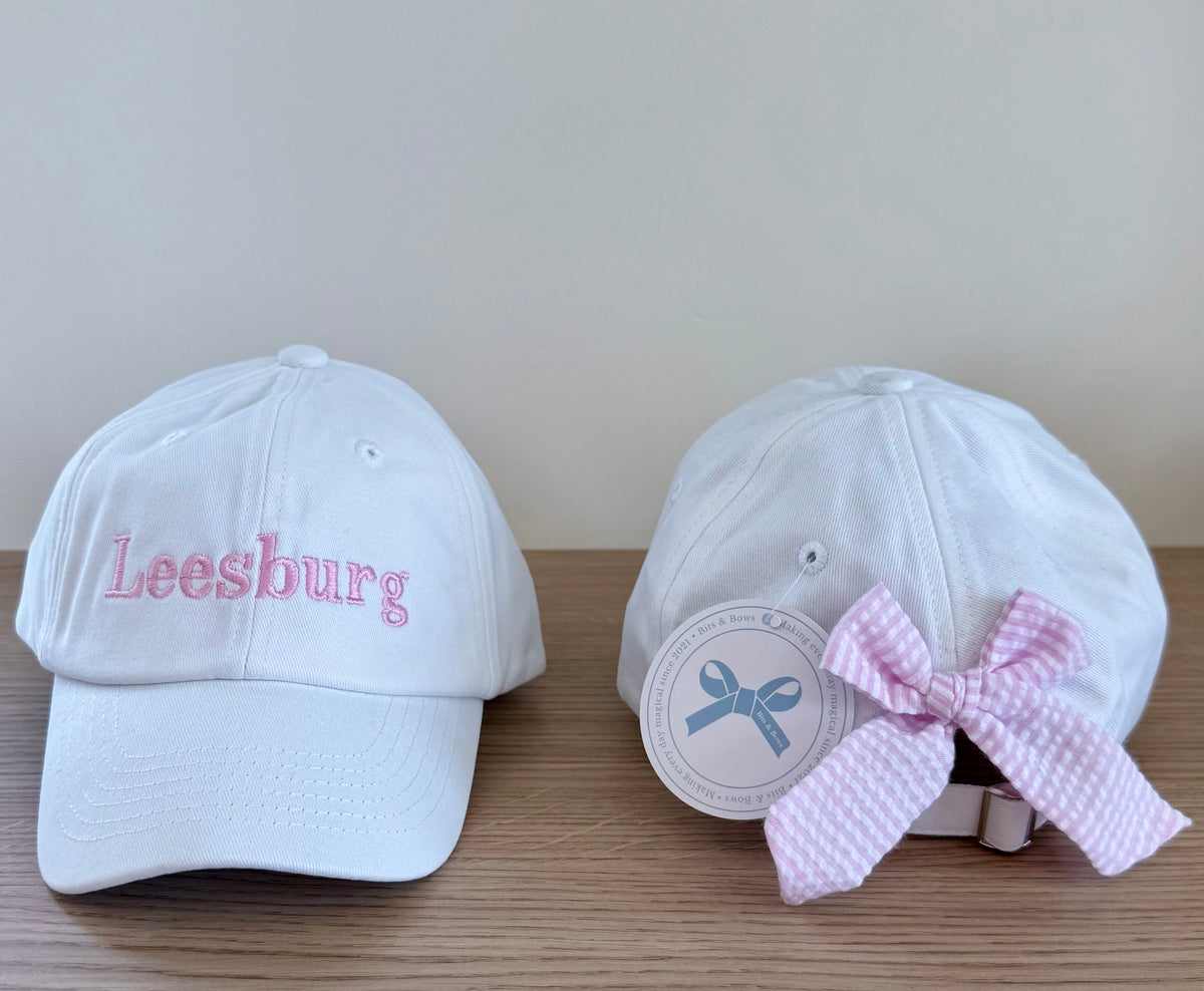 Girls Custom “Leesburg” Bow Baseball Hat (adult)