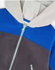 Color Blocked Zip Front Fleece Hoodie Victoria Blue/Magnet