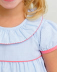 Ramona Ruffle Dress Barrington Blue Mini Windowpane/Parrot Cay Coral