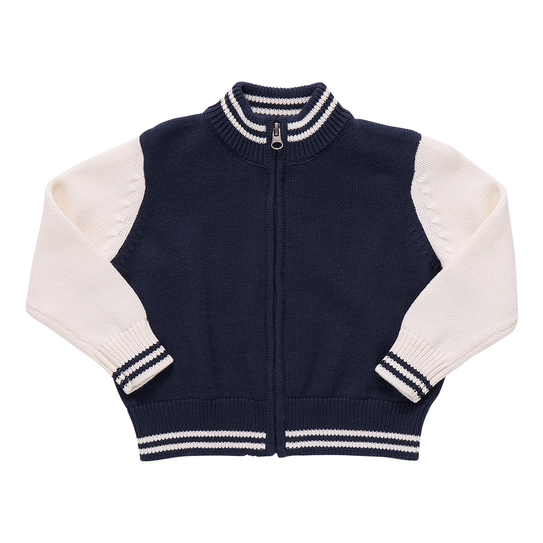Boys Varsity Zip Sweater Navy