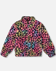 Faux Fur Zipped Jacket Multicolor Leopard