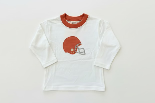 Long Sleeve Helmet Shirt Ivory and Rust Orange