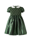 Green Taffeta Smocked Dress