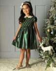 Green Taffeta Smocked Dress