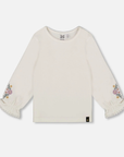 Jersey Top Off-White Embroidered Sleeves