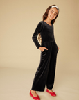 Velour Jump Suit Jet Black