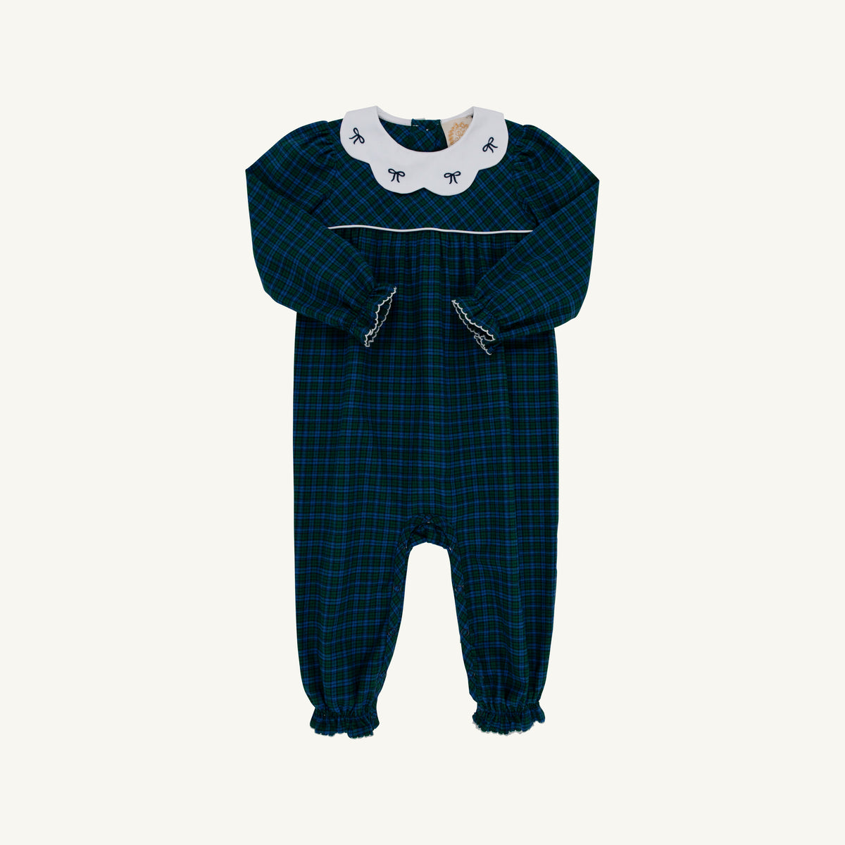 Long Sleeve Britt Romper- Flannel Woodlake Point Plaid/Nantucket Navy