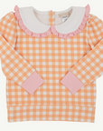Maude's Ruffle Cassidy Comfy Crewneck Seashore Sherbet Gingham with Sandpearl Pink