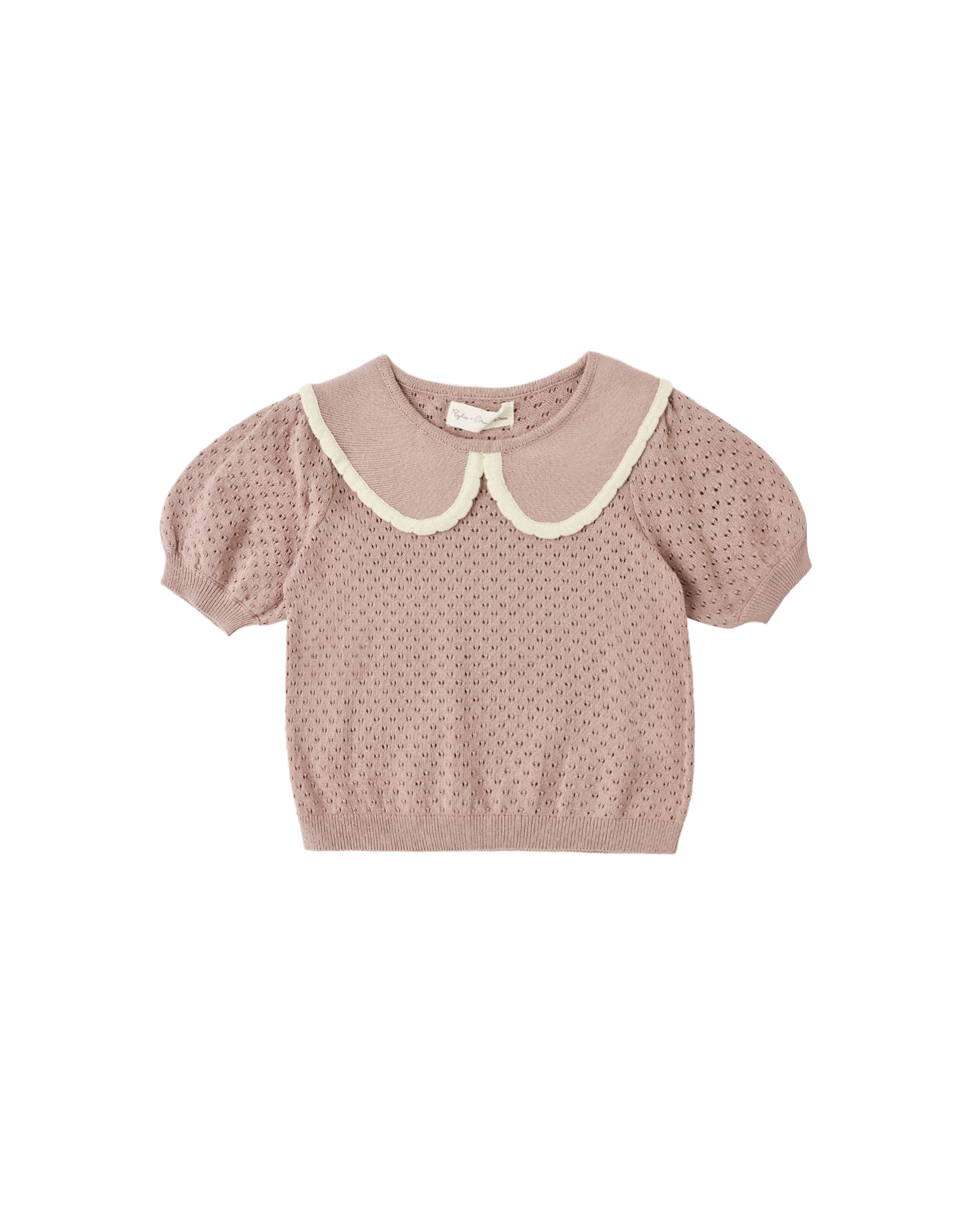 Pointelle Collard Top Rosewood