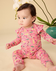 Ruffle Shoulder Baby Romper Rabbit and Turtle Folktale