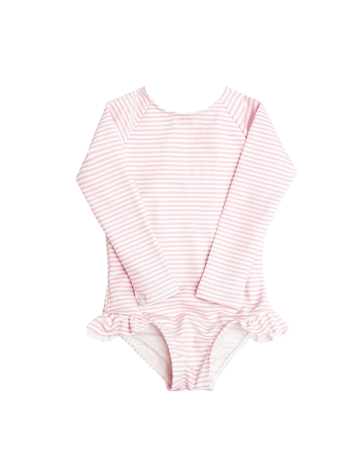 Girls Light Pink Stripe Rashguard one piece