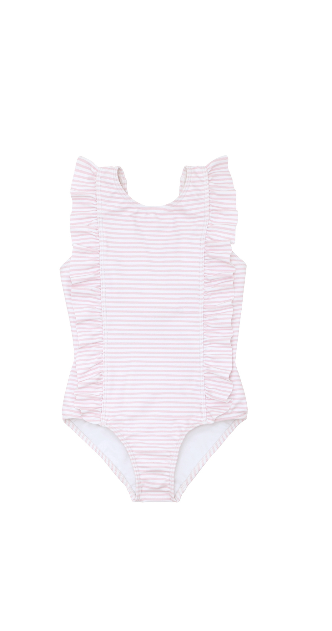 Girls Pink Stripe Ruffle one piece