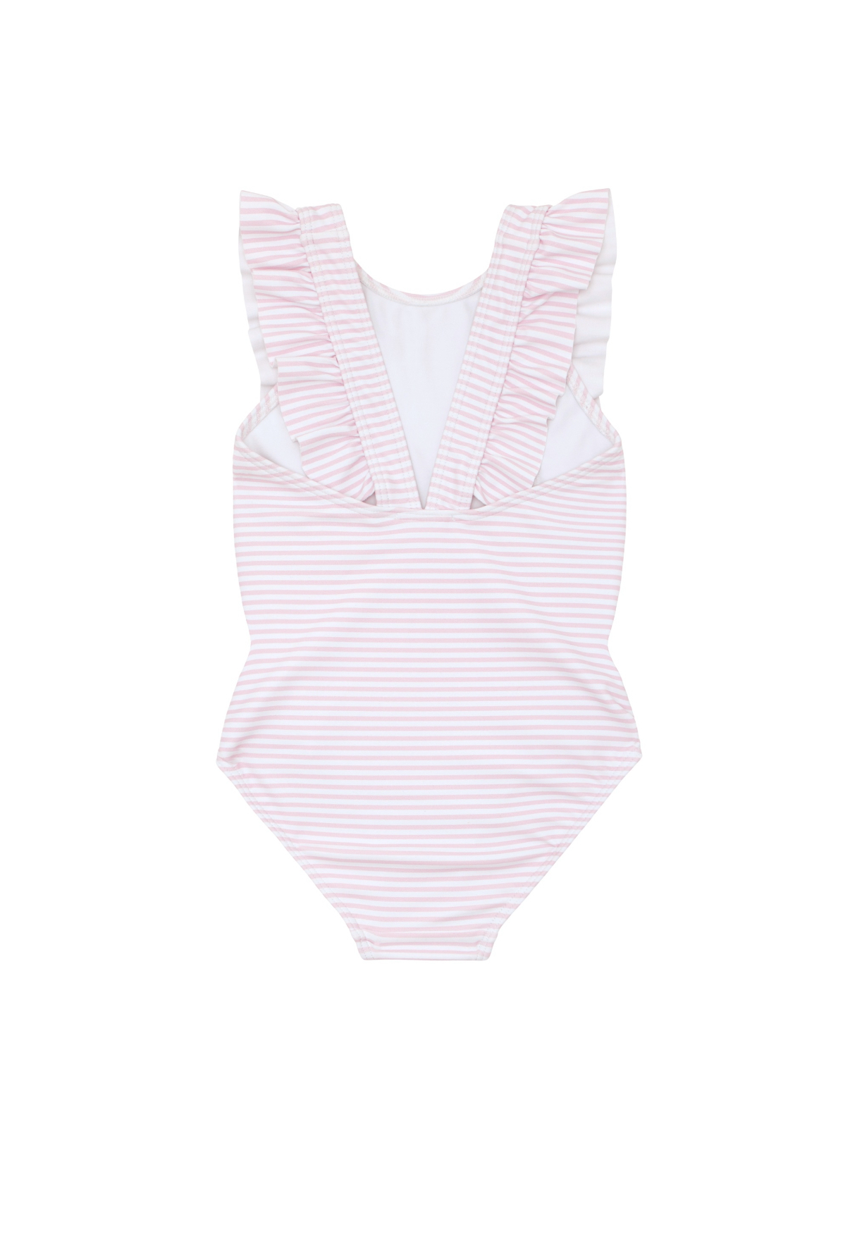 Girls Pink Stripe Ruffle one piece