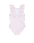 Girls Pink Stripe Ruffle one piece