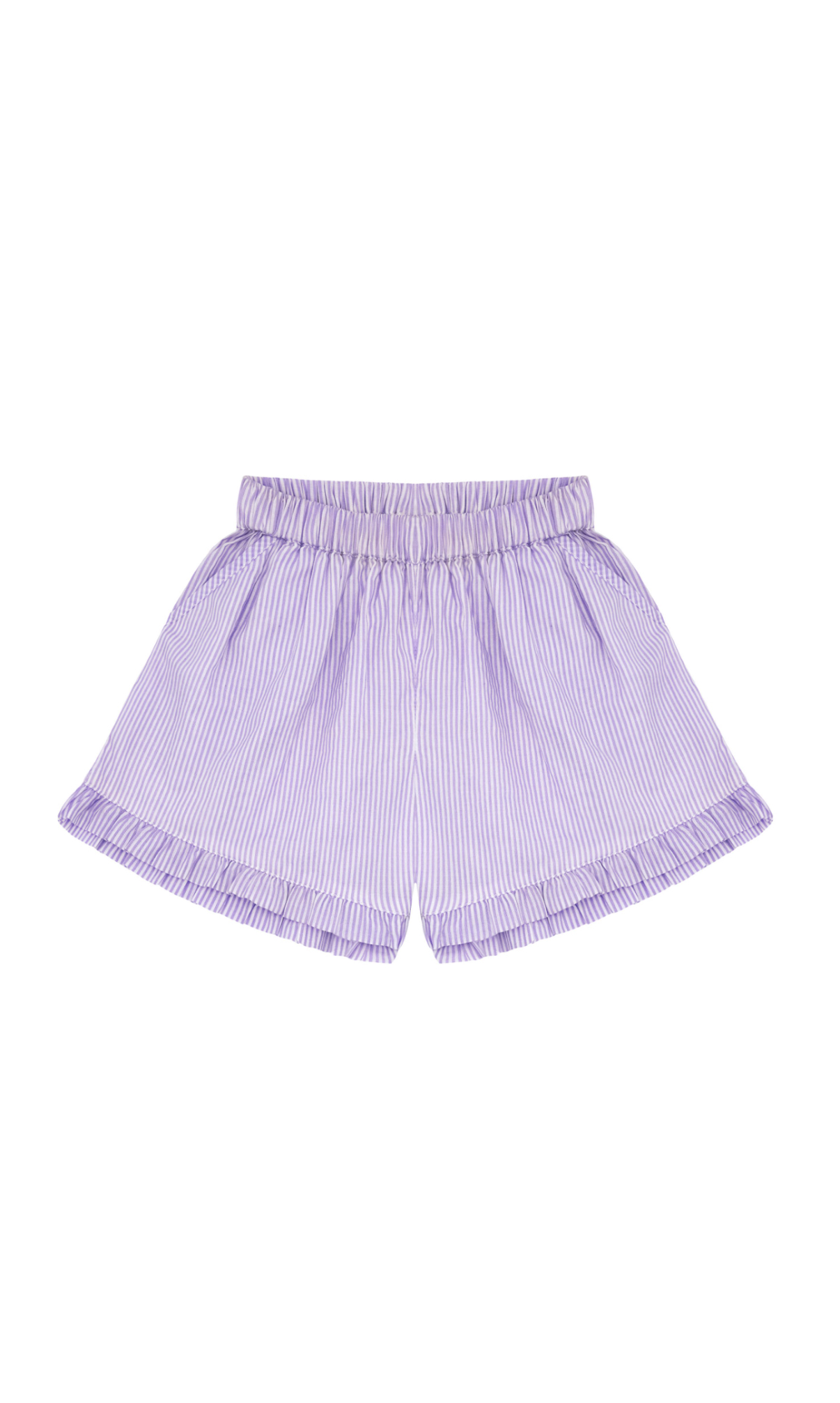 Lavender Stripe Ruffle Shorts