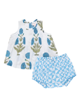 Blue Oversized Dandelion- Baby Girls Jaipur 2 Piece Set