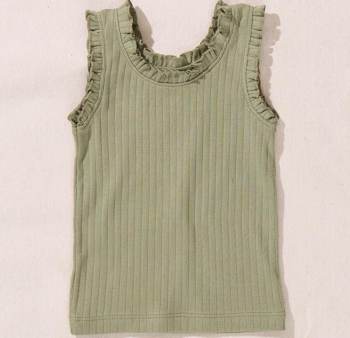 Joy Ruffle Rib Tank - Olive