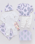 Nesting Box Baby Take Home Set- Lavender Bouquet Floral Blockprint