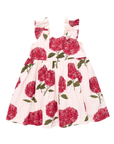 Girls Via Dress - Pink Stripe Hydrangeas