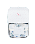 Nesting Box Baby Take Home Set Blue Bouquet Floral Block Print