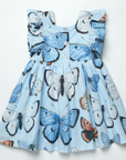 Girls Elsie Dress Blue Vintage Butterflies