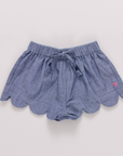 Girls Scallop Short Chambray