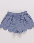 Girls Scallop Short Chambray