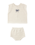 Scallop Knit Baby Set Natural