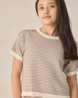 Teen Boxy Knit Tee Chocolate Stripe
