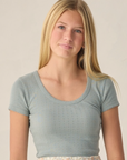 Teen Pointelle Jersey Sea Green