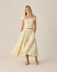Teen Ruffle Tiered Maxi Skirt Citron Stripe