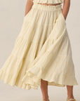 Teen Ruffle Tiered Maxi Skirt Citron Stripe