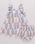 Baby Girls Ailee Dress Set Pink Dewdrop Block Print